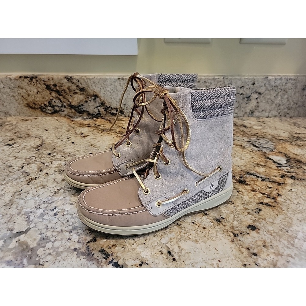 Sperry Top-Sider Boots Womens 6.5 M Hikerfish Mid Calf Combat 9531401 Brown